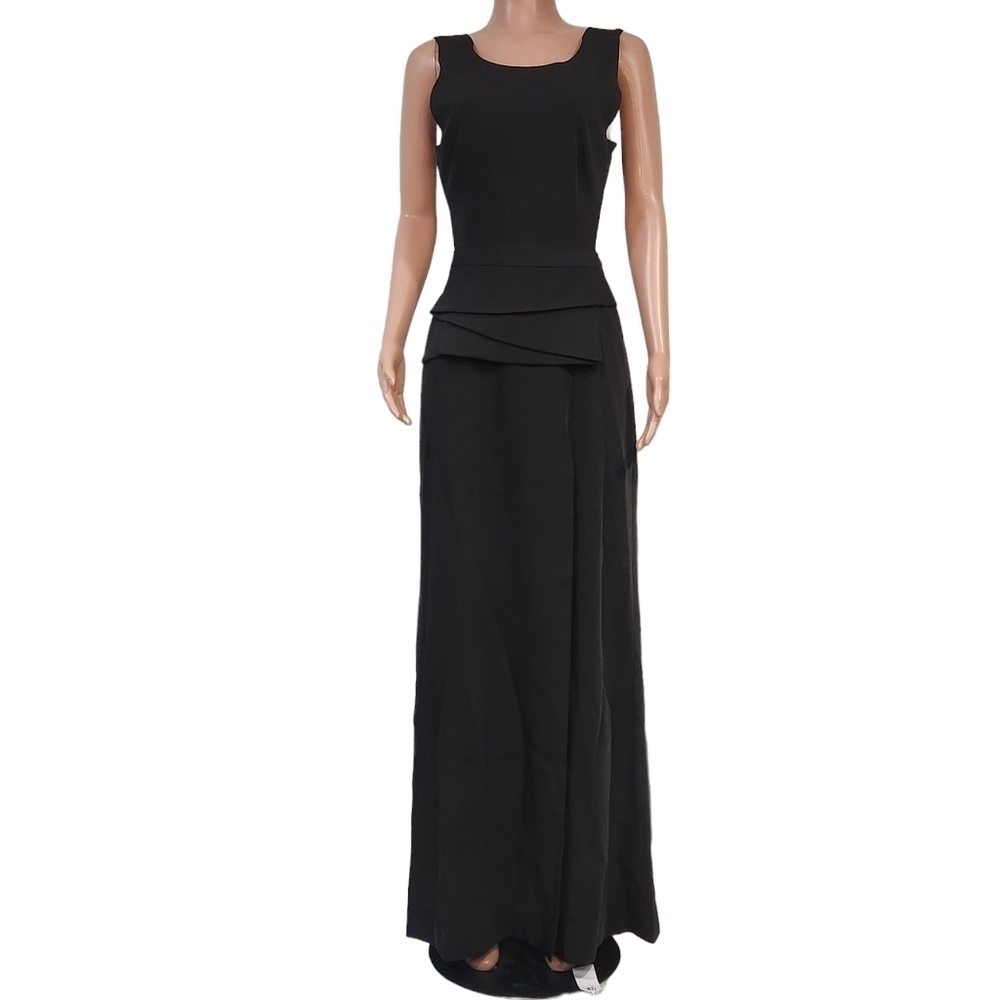 Bcbg Maxazria Kiara BT Black Peplum Slit Cutout Gown Size 10